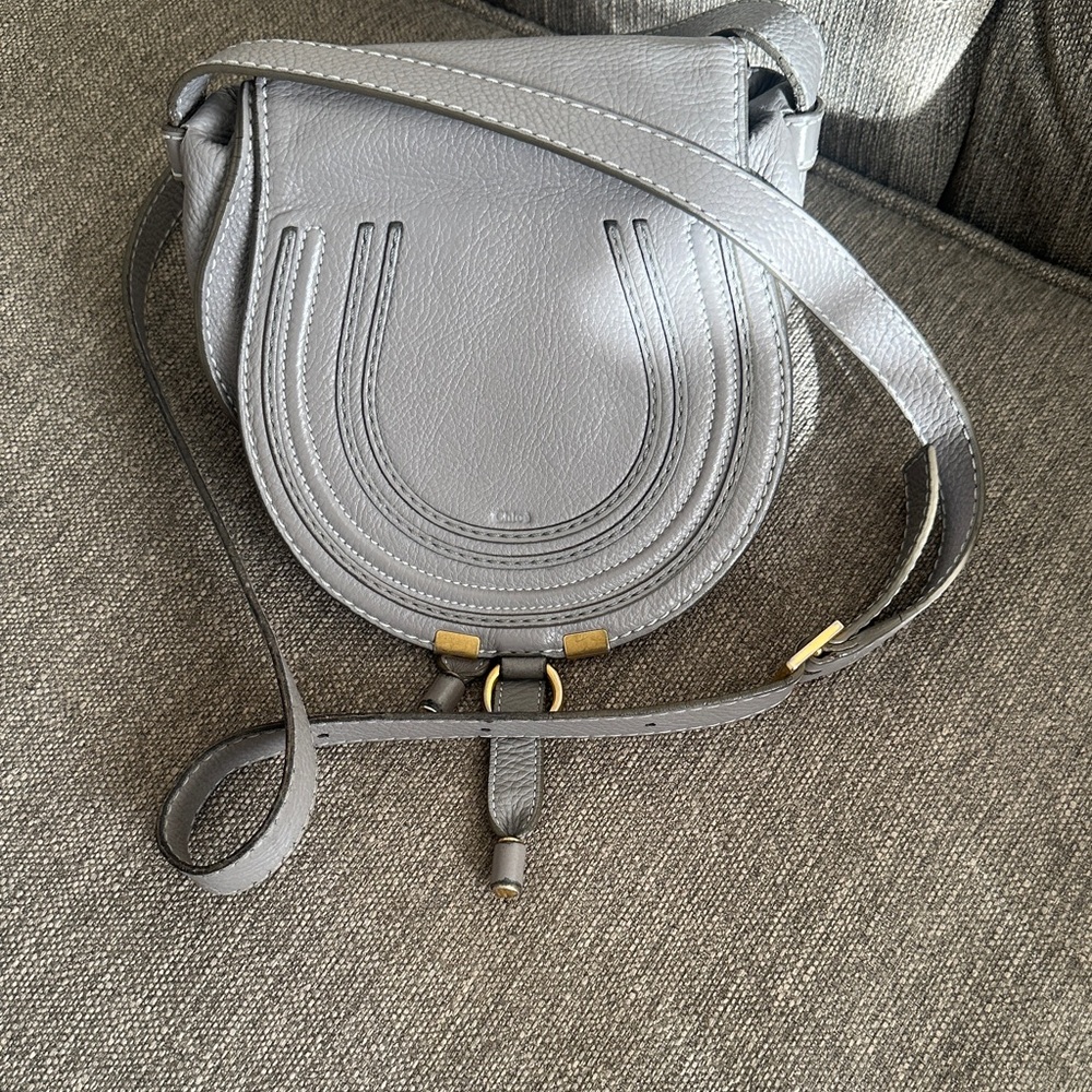 Chloe Gray Leather Crossbody Bag